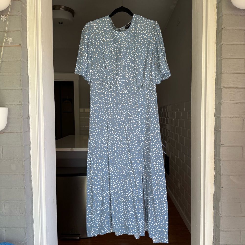 New Look Puff Sleeve Polka Dot Maxi Dress with Side Slit